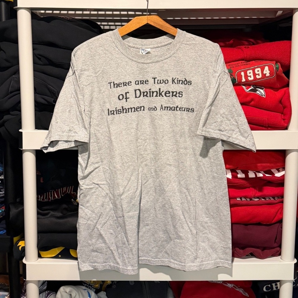 Vintage 90s Funny Joke Irish Humor Gray Mens Xl Shirt